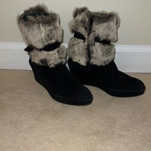 Stuart Weitzman Black and Gray Ankle Boots